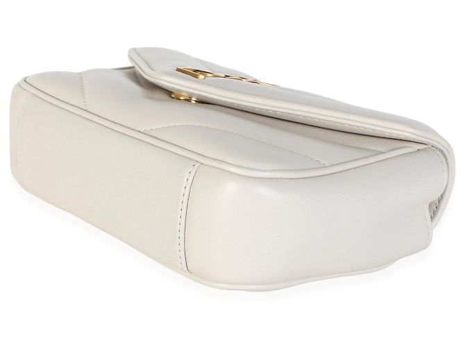 Autre Marque Borsa Mini Loulou Saint Laurent Crema Chevron in pelle d'agnello monogrammata Beige - vista 6