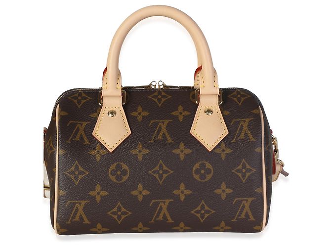 Louis Vuitton Beige Monogram Canvas Speedy Bandouliere 20 Marrone - vista 2