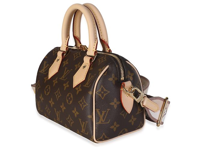 Louis Vuitton Beige Monogram Canvas Speedy Bandouliere 20 Marrone - vista 3