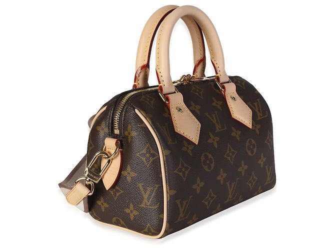 Louis Vuitton Beige Monogram Canvas Speedy Bandouliere 20 Marrone - vista 4