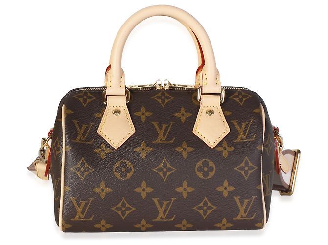 Louis Vuitton Beige Monogram Canvas Speedy Bandouliere 20 Marrone - vista 8