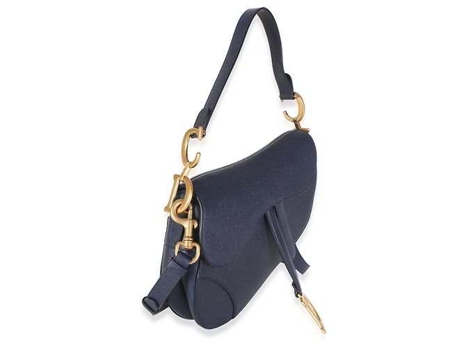 Bolso Saddle Medium Christian Dior en piel de becerro granulada Deep Ocean Azul - vista 4
