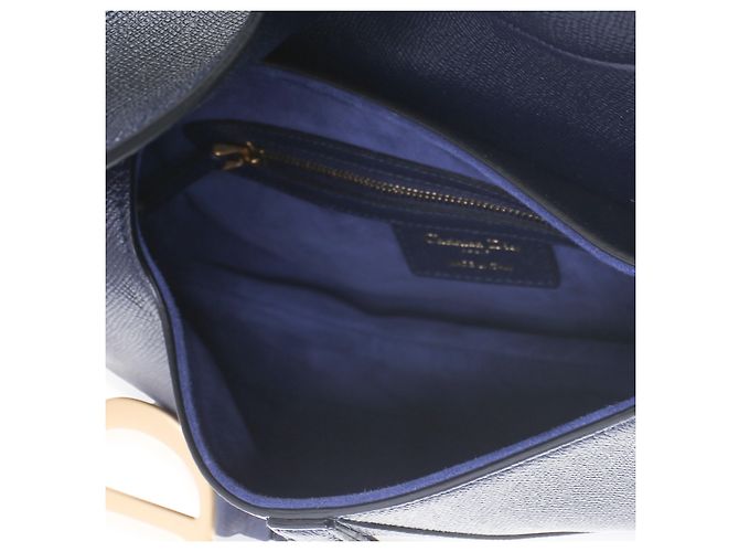 Bolso Saddle Medium Christian Dior en piel de becerro granulada Deep Ocean Azul - vista 5