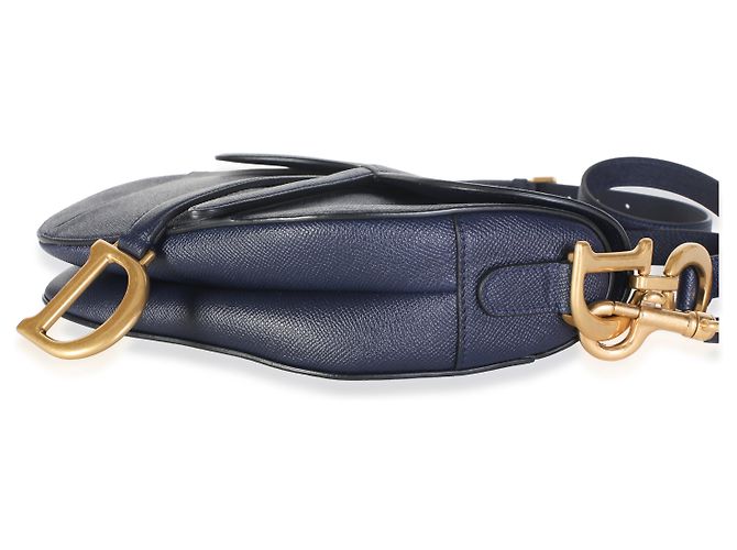 Bolso Saddle Medium Christian Dior en piel de becerro granulada Deep Ocean Azul - vista 6