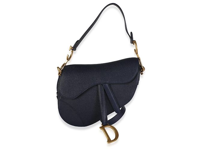 Bolso Saddle Medium Christian Dior en piel de becerro granulada Deep Ocean Azul - vista 8