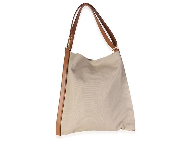 Autre Marque Saint Laurent Desert Dusk Brick Canvas BV Flat Hobo Beige - vista 2