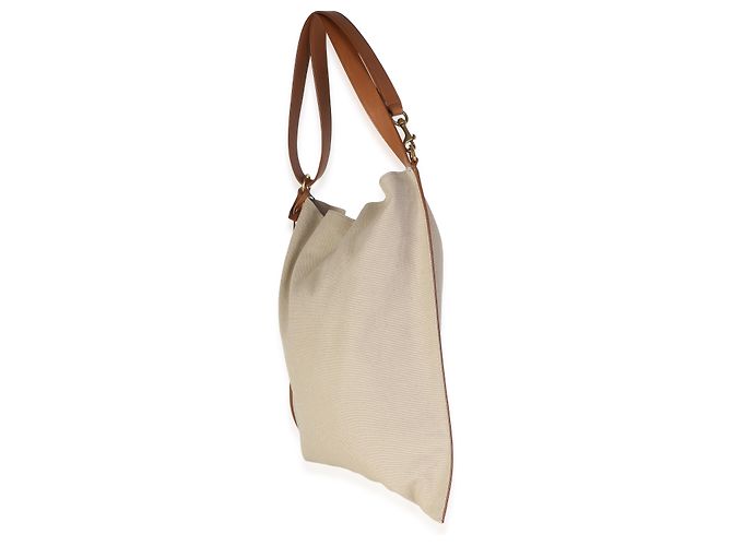 Autre Marque Saint Laurent Desert Dusk Brick Canvas BV Flat Hobo Beige - vista 3