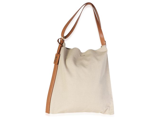 Autre Marque Saint Laurent Desert Dusk Brick Canvas BV Flat Hobo Beige - vista 8