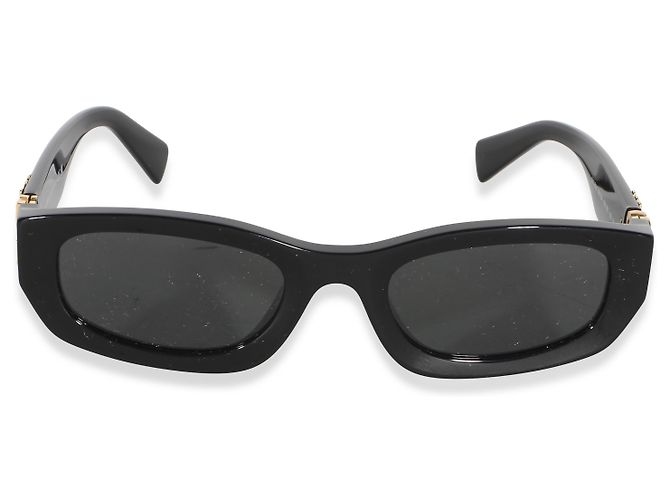 Occhiali da sole Miu Miu in acetato nero con lenti rettangolari e logo - vista 3