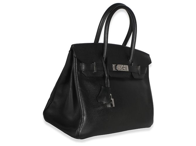 Hermès Birkin 30 PHW in pelle Epsom Nera Nero - vista 4