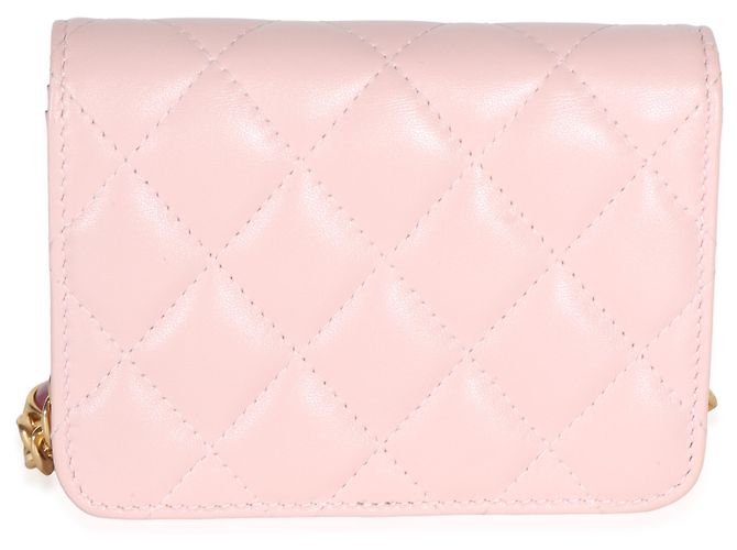 Chanel Mini Wallet On Chain aus gestepptem Lammleder in Hellrosa mit Schmucksteinen Pink - Ansicht 2