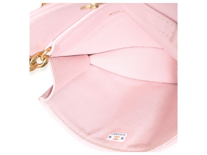 Chanel Mini Wallet On Chain aus gestepptem Lammleder in Hellrosa mit Schmucksteinen Pink - Ansicht 5