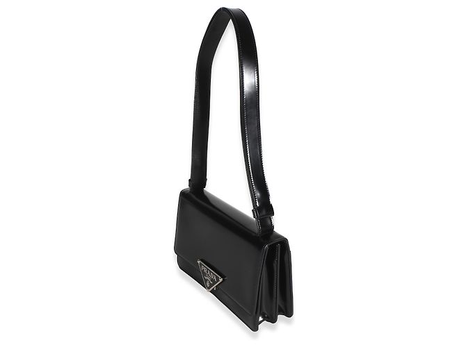 Bolsa de aba Prada Black Spazzolato Embleme Triangle Preto - vista 3