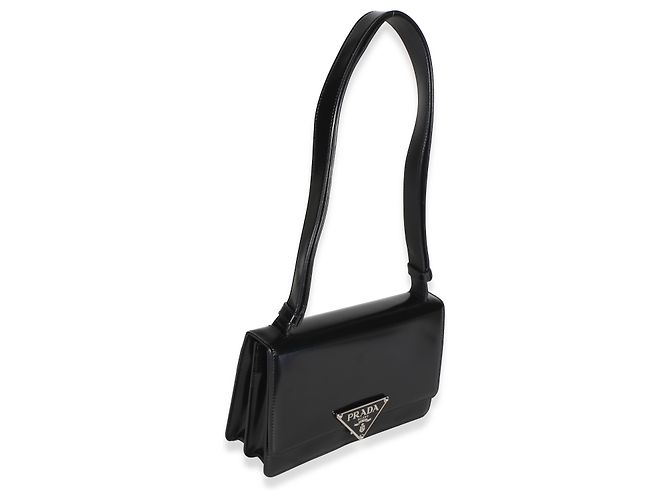 Bolsa de aba Prada Black Spazzolato Embleme Triangle Preto - vista 4