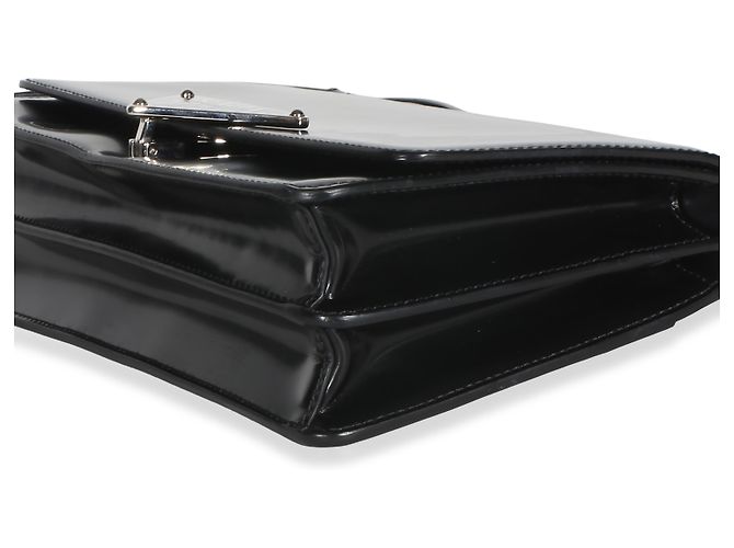Bolsa de aba Prada Black Spazzolato Embleme Triangle Preto - vista 6