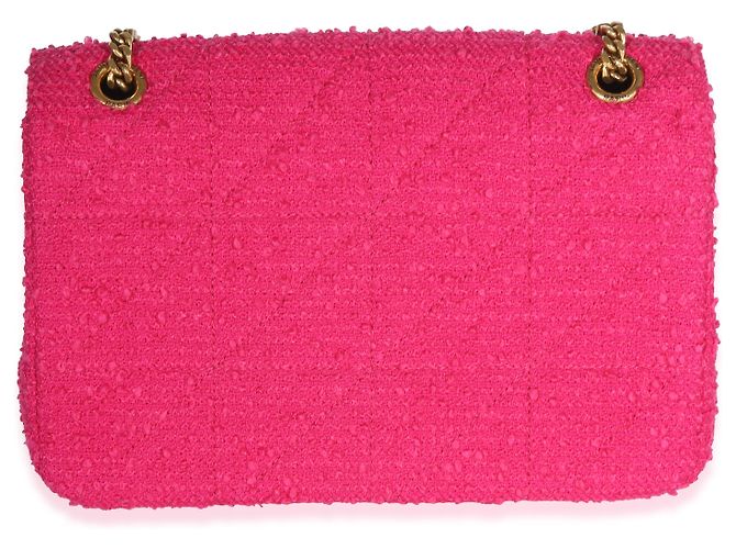 Autre Marque Borsa Baguette Jamie Medium Saint Laurent in Tweed Bouclé Patchwork Magenta con Monogramma Rosa - vista 2