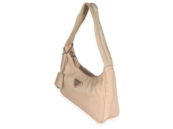 Prada Desert Beige Nylon Tessuto Re-Edition 2000 Mini Hobo - vista 3