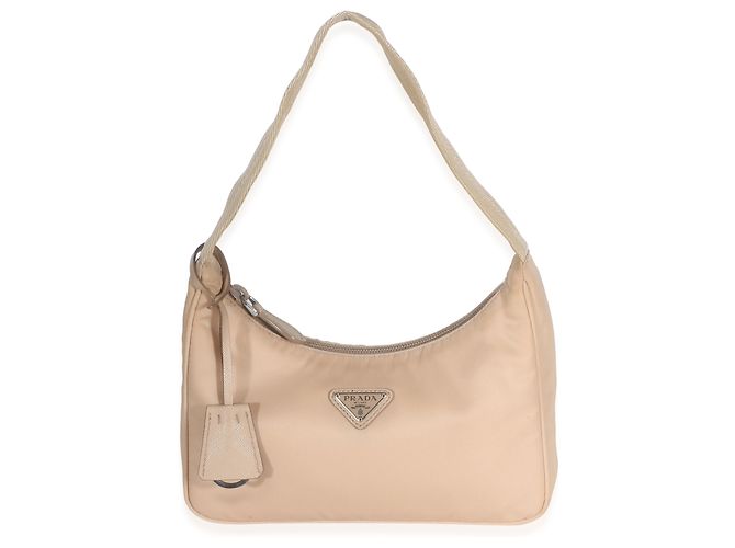 Prada Desert Beige Nylon Tessuto Re-Edition 2000 Mini Hobo - vista 8