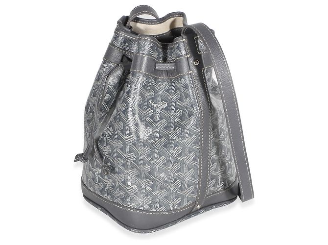 Goyard Petit Flot Eimerbag aus grauem Goyardine Canvas Braun - Ansicht 3