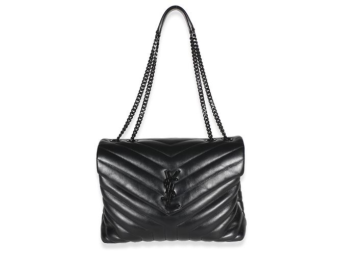 Autre Marque Borsa Loulou Medium in pelle di vitello nera trapuntata con monogramma Y di Saint Laurent Nero - vista 5