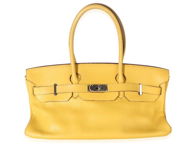 Hermès Soleil Clemence Shoulder Birkin 42 JPG PHW Giallo - vista 8