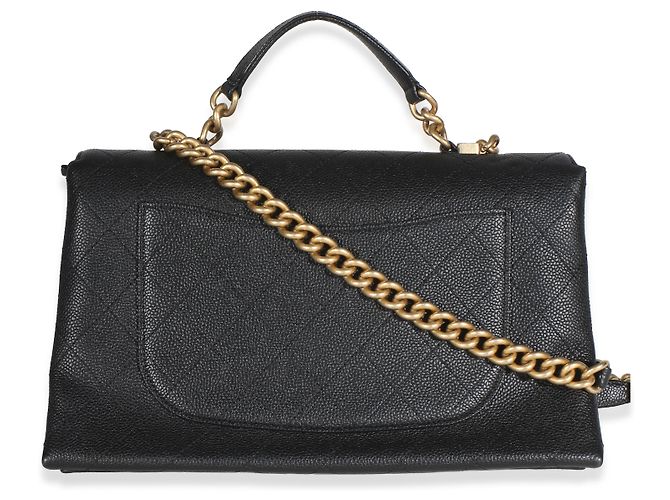 Gabrielle Chanel Chic Affinity Medium Top Handle Tasche aus schwarzem gestepptem Caviar-Leder - Ansicht 2