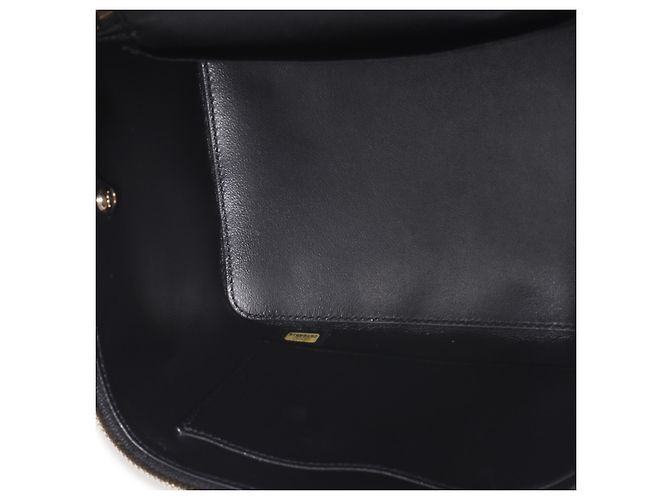 Chanel Black Flat Quilted Lambskin Knock On Wood Large Vanity Case Nero - vista 5