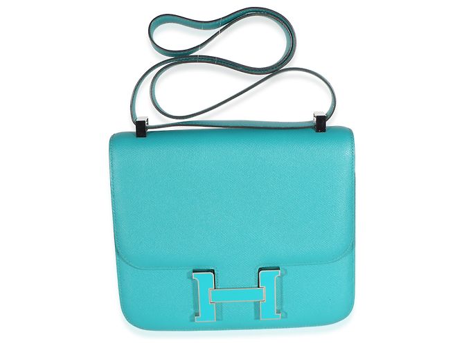 Hermès Bleu Paon Menthe Epsom Verso Constance 24 Blu - vista 3