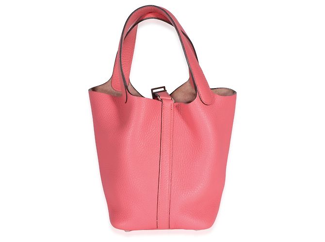 Hermès Rose Confetti Clemence Picotin Lock 18 PHW Rosa - vista 2
