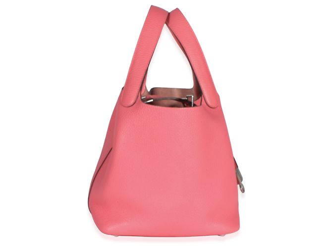 Hermès Rose Confetti Clemence Picotin Lock 18 PHW Rosa - vista 3