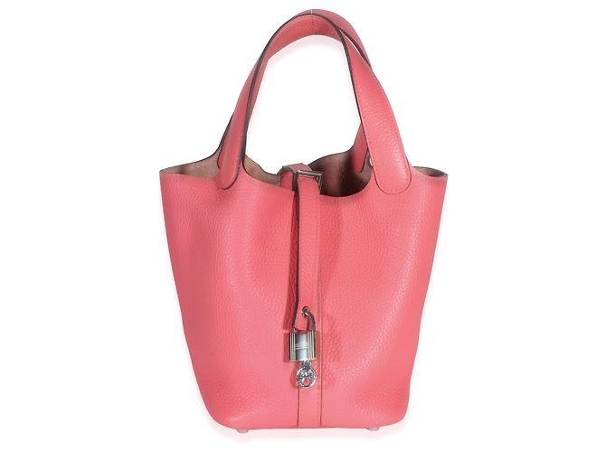 Hermès Rose Confetti Clemence Picotin Lock 18 PHW Rosa - vista 7