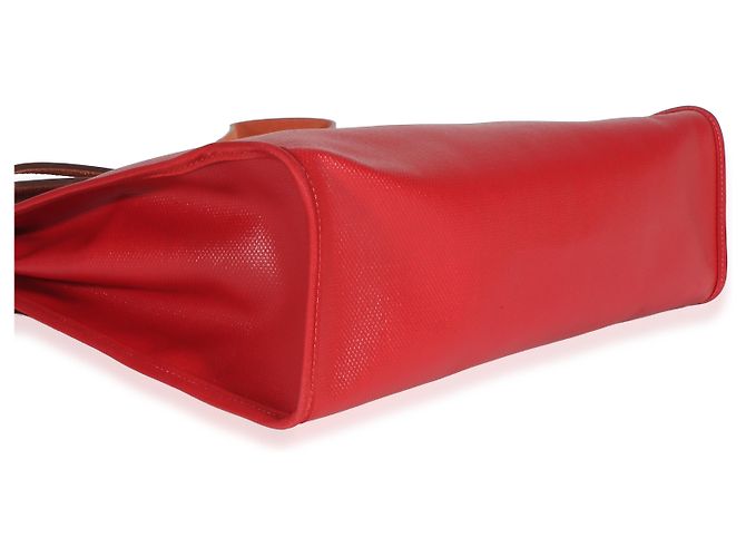 Hermès Rouge Piment Vache Hunter Berline Canvas Toile Herbag Zip 31 Rot - Ansicht 4
