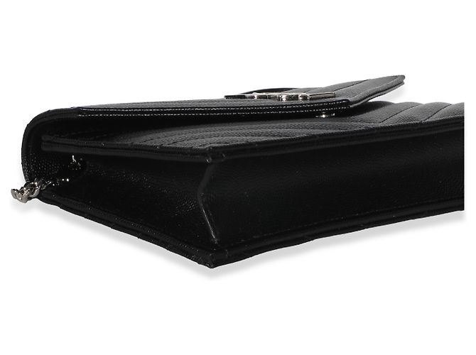 Autre Marque Portafoglio a catena Saint Laurent Classic Cassandre in pelle grain de poudre nera Nero - vista 7