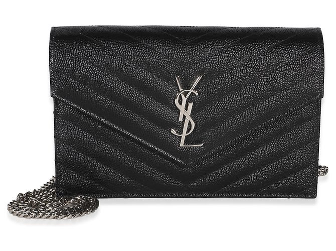 Autre Marque Portafoglio a catena Saint Laurent Classic Cassandre in pelle grain de poudre nera Nero - vista 8