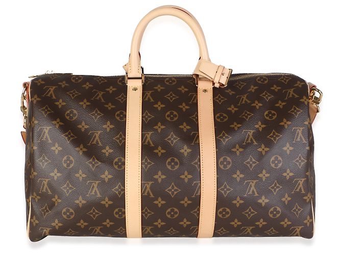 Louis Vuitton Monogram Canvas Keepall Bandouliere 45 Castaño - vista 2