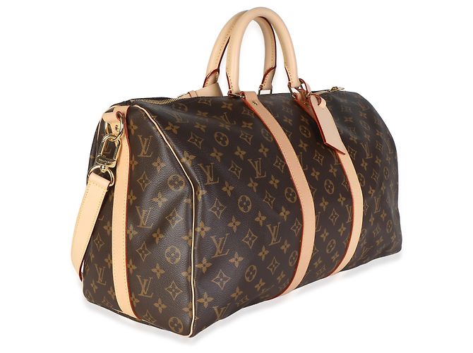 Louis Vuitton Monogram Canvas Keepall Bandouliere 45 Castaño - vista 4