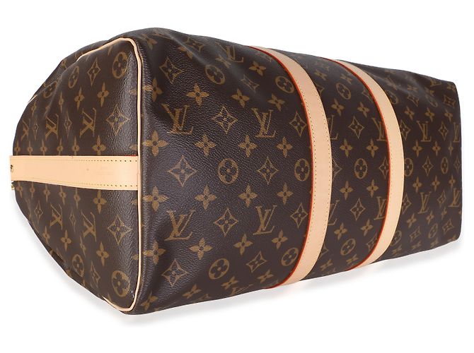 Louis Vuitton Monogram Canvas Keepall Bandouliere 45 Castaño - vista 7