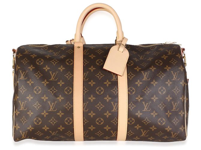 Louis Vuitton Monogram Canvas Keepall Bandouliere 45 Castaño - vista 8