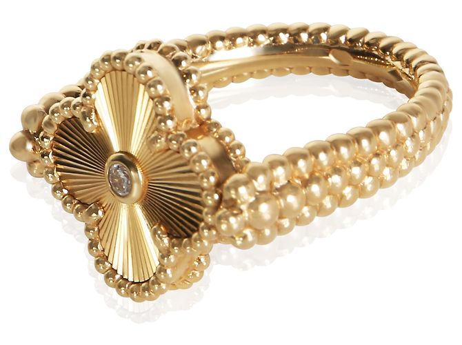 Anello reversibile Vintage Alhambra in oro giallo, agata e diamanti Van Cleef & Arpels - vista 4