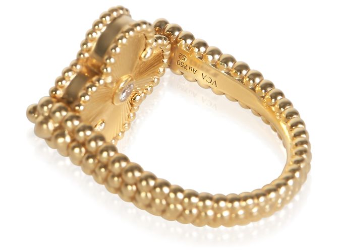 Anello reversibile Vintage Alhambra in oro giallo, agata e diamanti Van Cleef & Arpels - vista 5