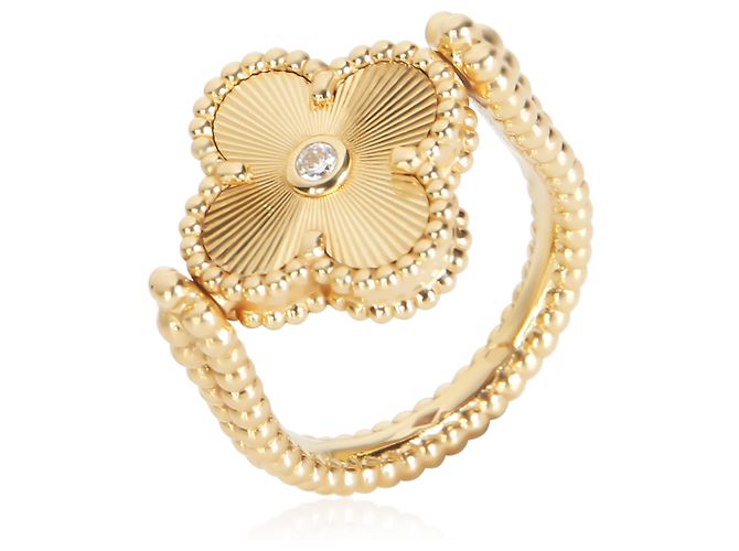 Anello reversibile Vintage Alhambra in oro giallo, agata e diamanti Van Cleef & Arpels - vista 6