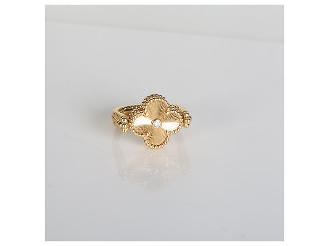 Anello reversibile Vintage Alhambra in oro giallo, agata e diamanti Van Cleef & Arpels - vista 7