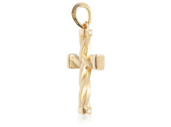 Pendente Croce Helios David Yurman in Oro Giallo e Diamanti - vista 2