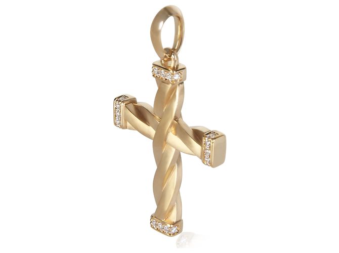 Pendente Croce Helios David Yurman in Oro Giallo e Diamanti - vista 3