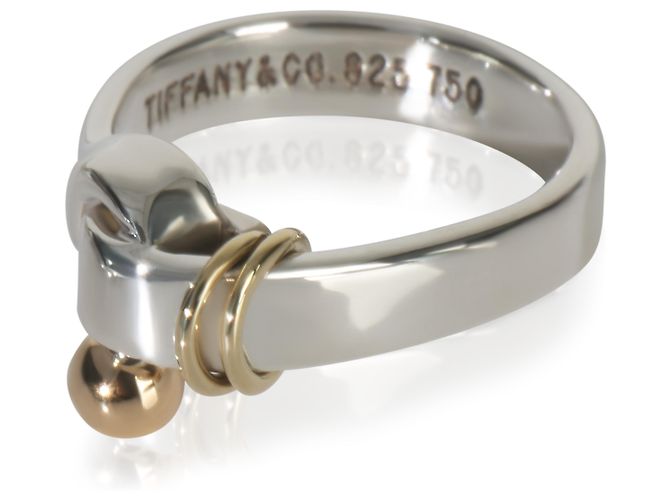 Anello Hook Vintage Tiffany & Co. in Oro Giallo e Argento Sterling - vista 3