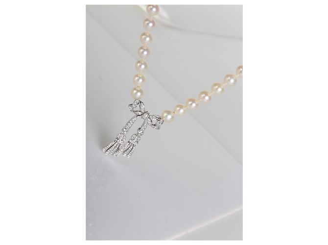 Colar de Laço em Platina, Pérolas e Diamantes Tiffany & Co. - vista 6