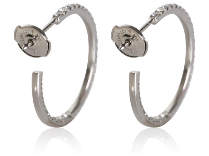 Pendientes de aro Tiffany & Co. Metro Medium Model en oro blanco y diamantes - vista 2