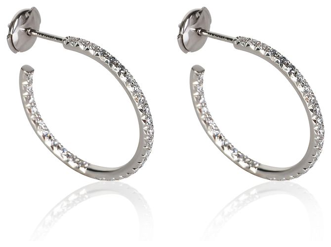 Pendientes de aro Tiffany & Co. Metro Medium Model en oro blanco y diamantes - vista 3