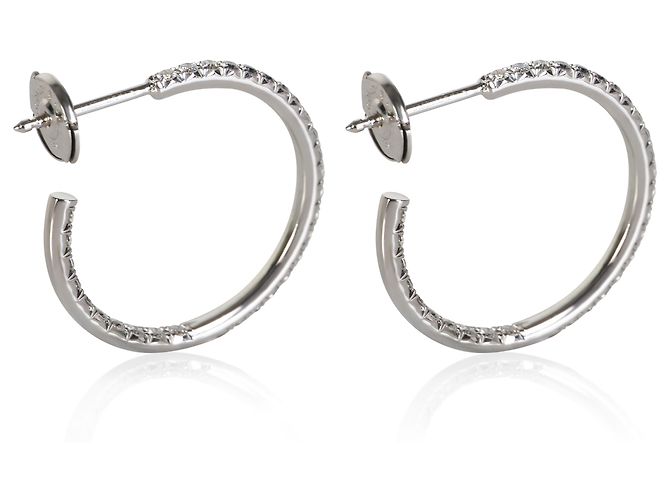 Pendientes de aro Tiffany & Co. Metro Medium Model en oro blanco y diamantes - vista 4