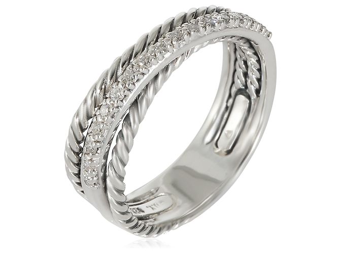 David Yurman Crossover Ring aus Sterlingsilber und Diamanten - Ansicht 2